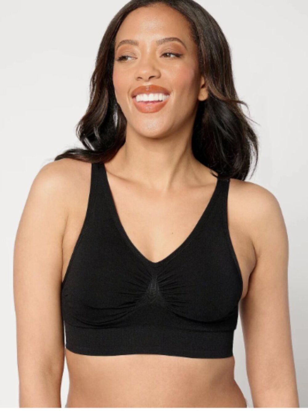 Anybody Intimates Wirefree Cuplift Seamless Bra-Black-1X A639397 NEW